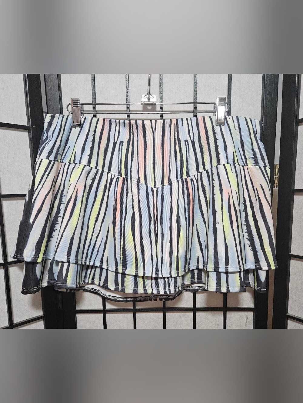 Lucky In Love Large Electrique Pastel Pleated Layered Tier Athletic Skort